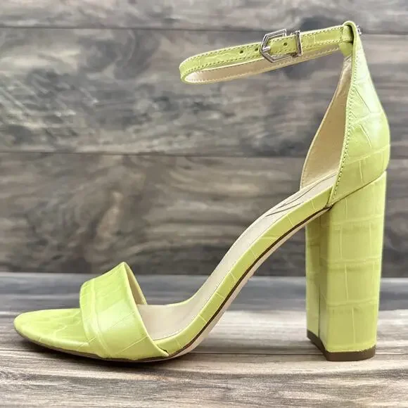 NIB Sam Edelman 8.5M Yaro Leather Ankle Strap Block Heel Sandals Kiwi - Picture 7 of 13